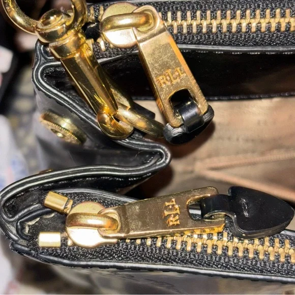 Lauren Ralph Lauren Taylor Black Embossed Satchel - Picture 11 of 11